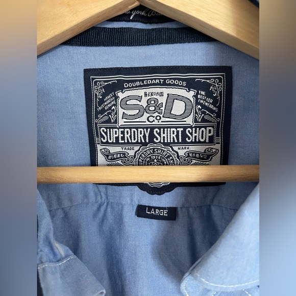 Superdry Button Up Short Sleeve, L, Blue - Picture 4 of 6